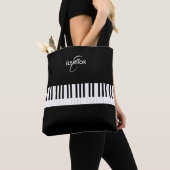 Piano Keys Muziekinstrument Monogrammed Tote Bag (Dichtbij)