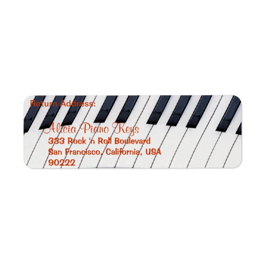 PIANO KEYS Muziekliefhebbers Retouradres Labels (Voorkant)