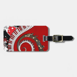 Piano Keys Muzieknoten Grunge Floral Swirls Bagagelabel