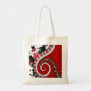 Piano Keys Muzieknoten Grunge Floral Swirls Tote Bag
