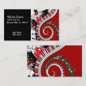 Piano Keys Muzieknoten Grunge Floral Swirls Visitekaartje (Voorkant / Achterkant)