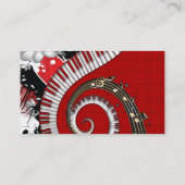 Piano Keys Muzieknoten Grunge Floral Swirls Visitekaartje (Achterkant)