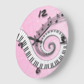 Piano Keys-Muzieknoten op roze wandklok (Hoek)