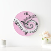 Piano Keys-Muzieknoten op roze wandklok (Huis)