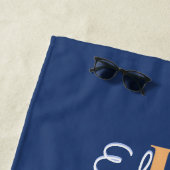 Piano Keys Navy Blauw Wit Monogram Muziek Toetsenb Strandlaken (In situ)