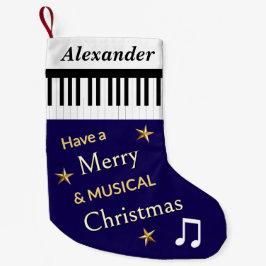 Piano Keys Navy Blue Music Lover's gepersonaliseer Kleine Kerstsok