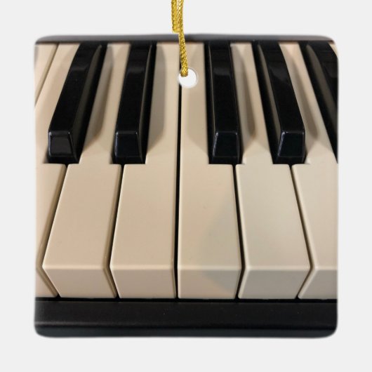 Piano Keys op een kerstversiering Keramisch Ornament (Voorkant)
