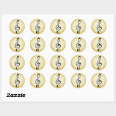 Piano Keys op een Music Clef Ronde Sticker (Vel)