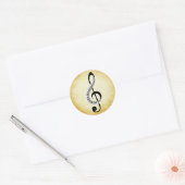 Piano Keys op een Music Clef Ronde Sticker (Envelop)