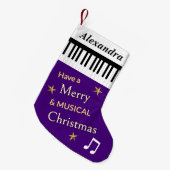 Piano Keys Paarse Muziekinstrument Custom Name Kleine Kerstsok (Voorkant (Hangend))