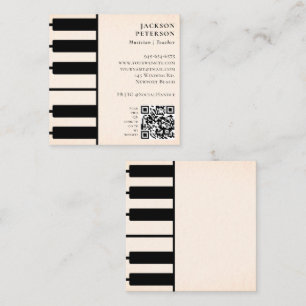 Piano Keys Pianist Muzikant Muziekleraar Peach Vierkante Visitekaartje