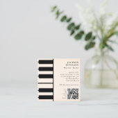 Piano Keys Pianist Muzikant Muziekleraar Peach Vierkante Visitekaartje (Staand voorkant)