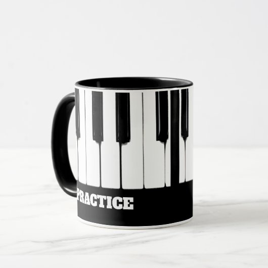 Piano Keys "Practice"  Mok tekst (Voorkant links)