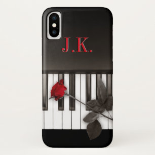 Piano Keys Red Rose Monogram Case-Mate iPhone Case