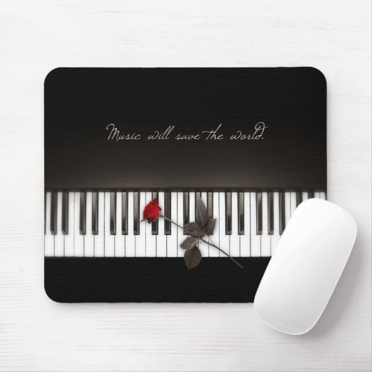 Piano Keys Red Rose Music Lover mousepad Muismat (Met muis)