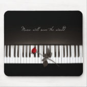 Piano Keys Red Rose Music Lover mousepad Muismat (Voorkant)