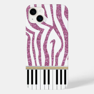 Piano Keys Roze Glitter Zebra Afdrukken Case-Mate iPhone 14 Plus Hoesje