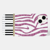 Piano Keys Roze Glitter Zebra Afdrukken Case-Mate iPhone Case (Achterkant (horizontaal))