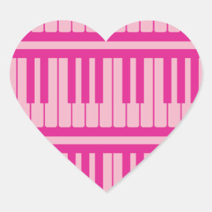 Piano Keys roze Magenta Pattern Hart Sticker