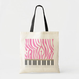 Piano Keys Roze Zebra Print Tote Bag
