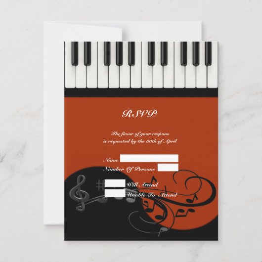 Piano Keys RSVP Kaartje (Voorkant)