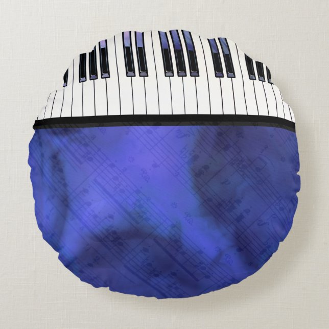 Piano Keys Sheet Music Modern Twist Rond Kussen (Voorkant)