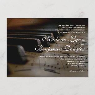 Piano Keys Sheet Music Wedding Invitations Kaart