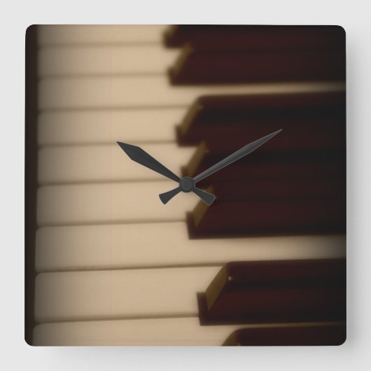 Piano Keys Square Clock Vierkante Klok (Voorkant)