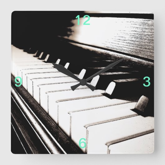 Piano Keys Square Wall Vierkante Klok (Voorkant)
