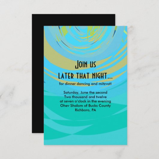 PIANO KEYS & STARS Bar Bat Mitzvah Reception Kaart (Voorkant / Achterkant)