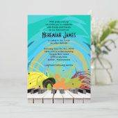 PIANO KEYS & STARS Bar Bat Mitzvah Uitnodiging (Staand voorkant)