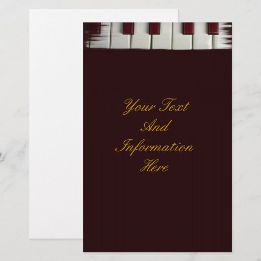 Piano Keys Stationery Briefpapier (Voorkant / Achterkant)