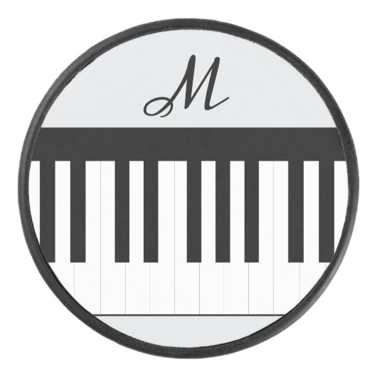 Piano Keys Stijlvolle Monogram Muziek Thema Hockey Puck (Voorkant)