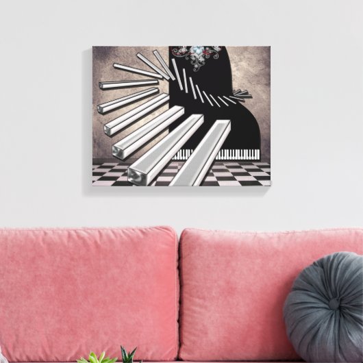 Piano Keys Surrealistische Muziek Fantasy Canvas Afdruk (Insitu (Woonkamer))