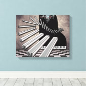 Piano Keys Surrealistische Muziek Fantasy Canvas Afdruk (Insitu (Houten vloer))