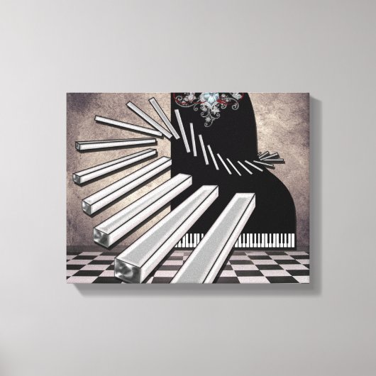 Piano Keys Surrealistische Muziek Fantasy Canvas Afdruk (Voorkant)
