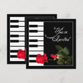 Piano Keys-uitnodiging/Red Roses Kaart (Voorkant / Achterkant)