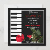 Piano Keys-uitnodiging/Red Roses Kaart (Achterkant)