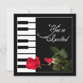 Piano Keys-uitnodiging/Red Roses Kaart (Voorkant)