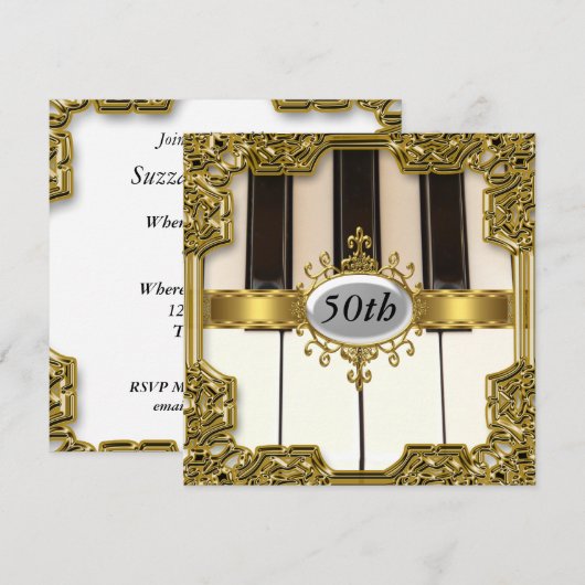 Piano Keys Verjaardagsfeest Glamour Hot Invitation Kaart (Voorkant / Achterkant)