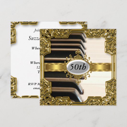 Piano Keys Verjaardagsfeest Glamour Hot Invitation Kaart (Voorkant / Achterkant)