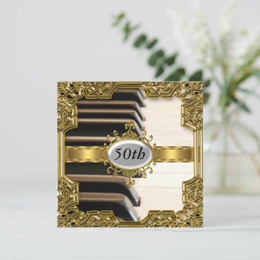 Piano Keys Verjaardagsfeest Glamour Hot Invitation Kaart (Staand voorkant)