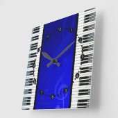 Piano Keys with Blue Effect Musical Notes Vierkante Klok (Hoek)