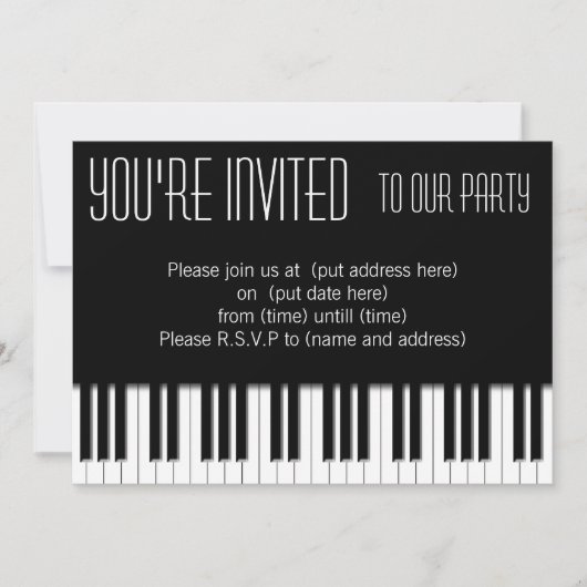 Piano Keys zwart wit Kaart (Voorkant)