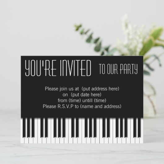 Piano Keys zwart wit Kaart (Staand voorkant)