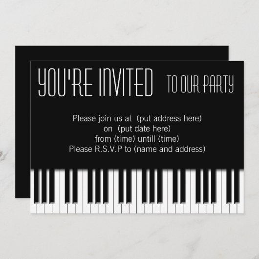 Piano Keys zwart wit Kaart (Voorkant / Achterkant)
