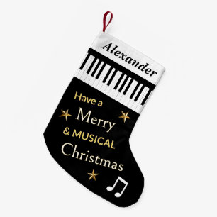 Piano Keys Zwart Wit Muziek Lover's Gepersonalisee Kleine Kerstsok