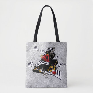 Piano, Kleurrijke Piano, Liefde, Keyboard Design Tote Bag