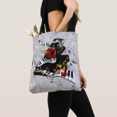Piano, Kleurrijke Piano, Liefde, Keyboard Design Tote Bag (Dichtbij)