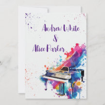 Piano kunst bruiloft uitnodiging